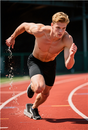 正在跑道上奋力奔跑的帅哥图片